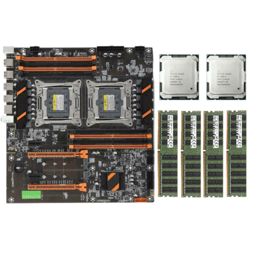X99 Hauptplatine ATX + 2x E5-2667 V4 E5-2680 V4 E5-2673 V4 2697A V4 CPU, 64GB RAM - Bild 1 von 6