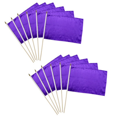 1 Dozen Solid Purple 12x18in Stick Flags Solid Color Handheld Flags