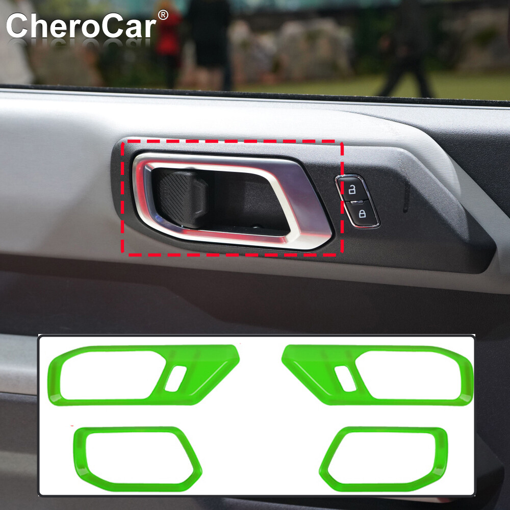 4X Interior Door Handle Decor Cover Trim for 2021+ Ford Bronco Accessories Green
