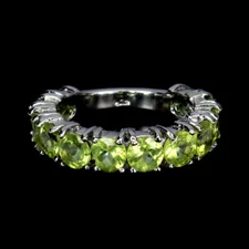 925 Sterling Silver Ring Round Peridot 5mm Natural Gemstone Jewelry Size 9