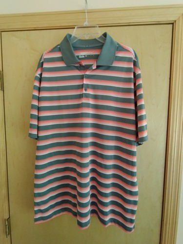 NIKE Men's Golf Dri-Fit Tour Performance Polo Orange/White/Gray Stripe XL - Picture 1 of 16