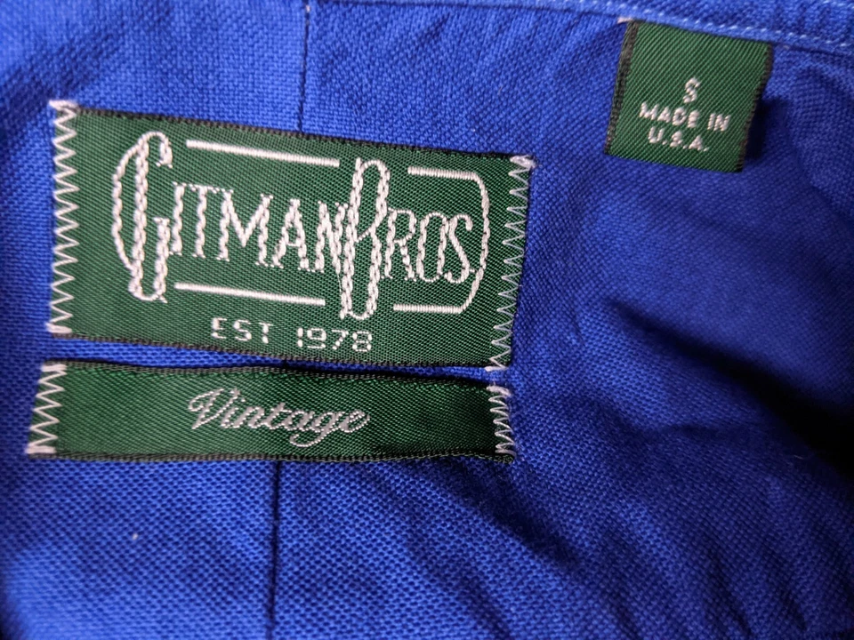 Vintage Gitman Bros blue soft Oxford LS Shirt collar pocket Men S excellent  - Image 3 of 4