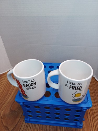 Set of two Comical Coffee Mugs breakfast time hilarious gift camping NEW. - Picture 6 of 7