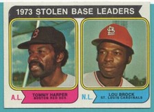 1974 Topps 1973 Stolen Base Leaders - Tommy Harper/Lou Brock Boston Red Sox/St.