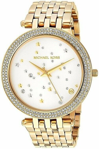 Stars Glitz Gold Tone Pave Dial Watch 