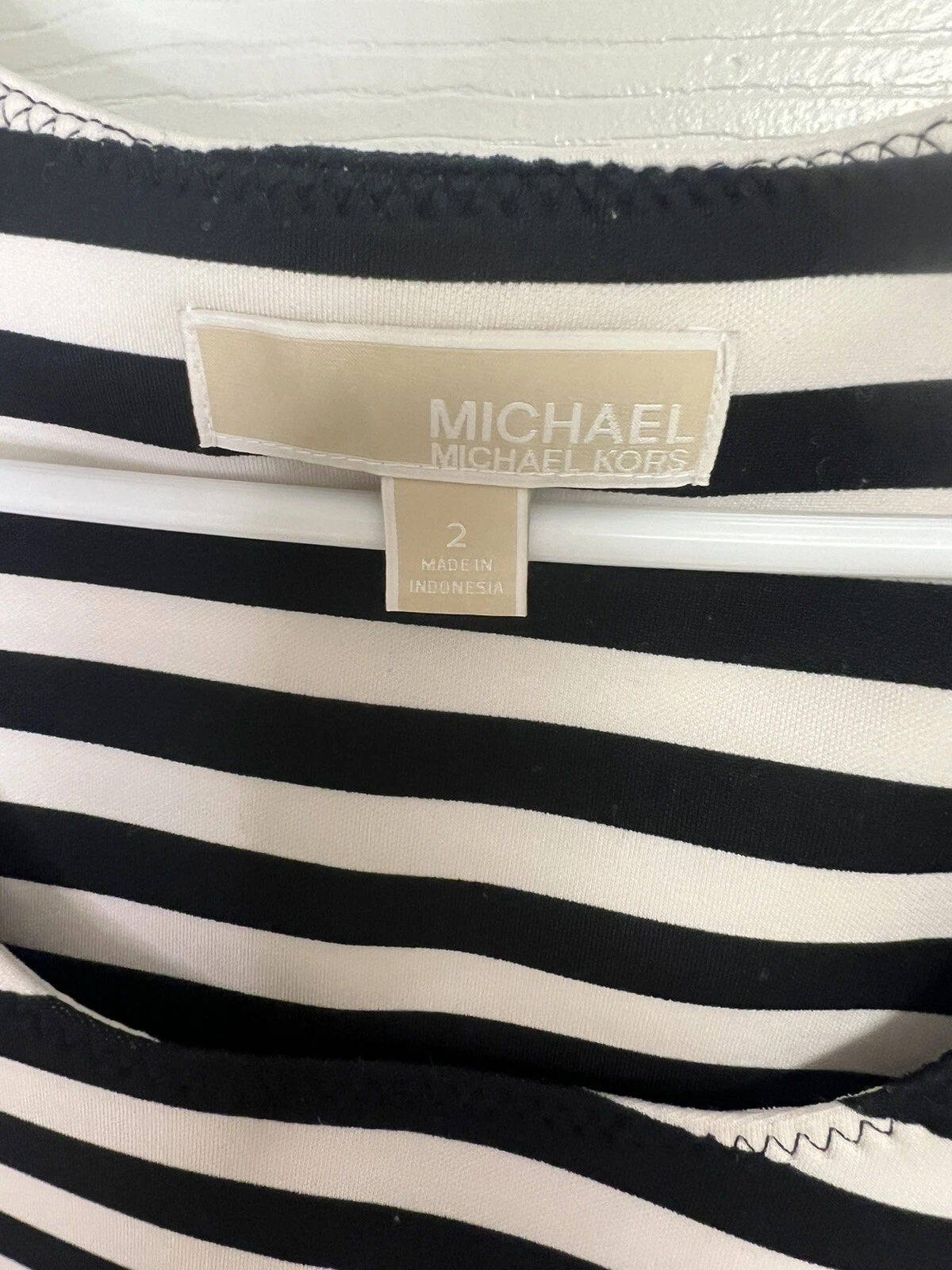 Abito body MICHAEL KORS nero bianco a righe zip laterale elasticizzato festa SCUBA TG 2