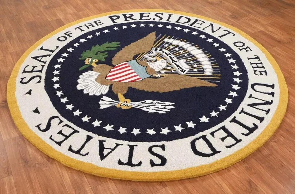 Eagle President Office Rug White Bordered Handmade Tufted 100% Woolen Area Rugs - Image 3 of 4
