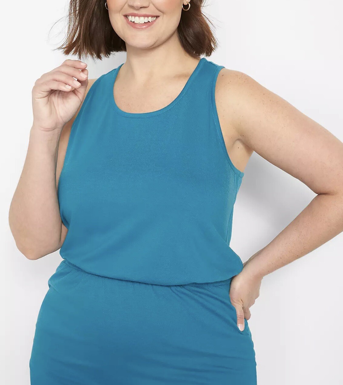 LANE BRYANT women Plus Size 24 Sheath Dress  Blue Sleeveless Stretch Shaper Slip