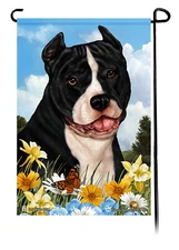 Pit Bull Terrier Summer Flowers Garden Flag