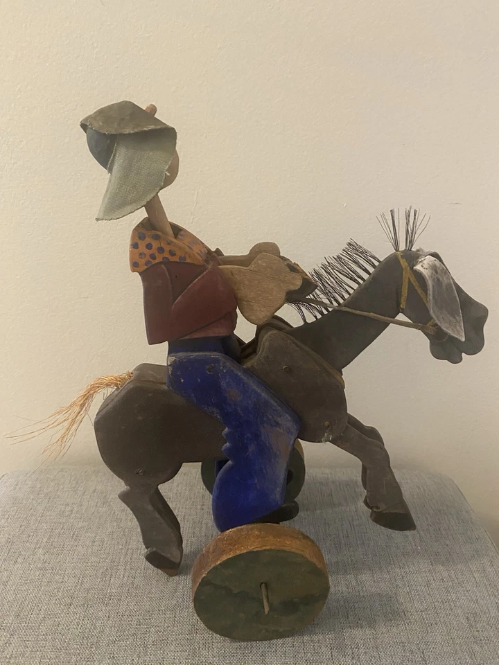 Antiguo arte popular caballo y jinete Foto 3 de 4