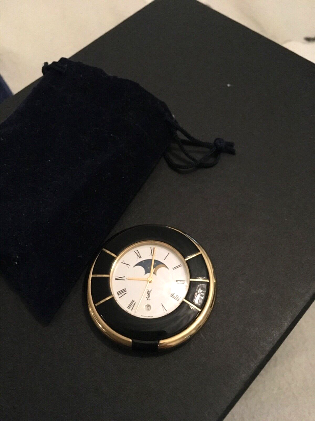 Orologio da tavolo vintage YSL Yves Saint Laurent orologio smaltato nero
