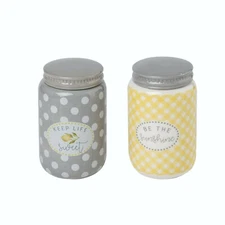 Transpac - Everyday - Mini Ceramic Jar Set of 2 w/ Summer Decal - A7103