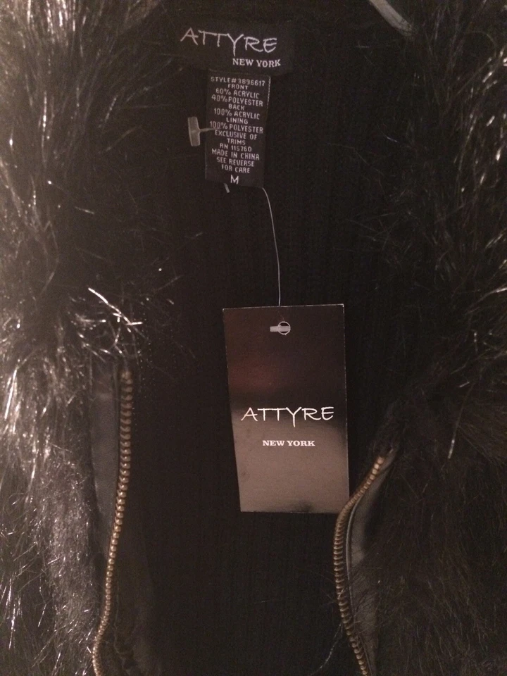 Chaleco mediano Attyre New York para mujer de piel de fuax negro sin mangas (nuevo) Foto 4 de 4