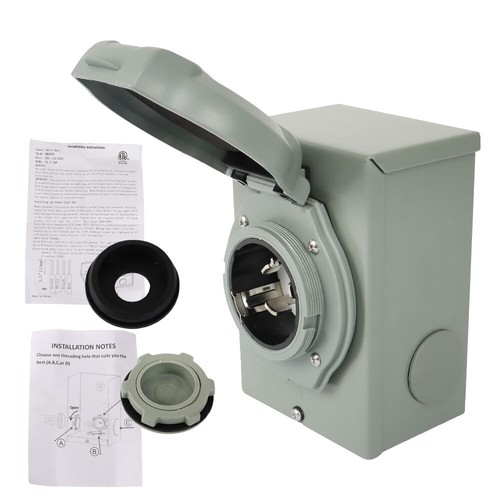 50A Generator Power Inlet Box NEMA SS2-50P Power Inlet Box for 3Prong ETL Listed - Picture 2 of 7