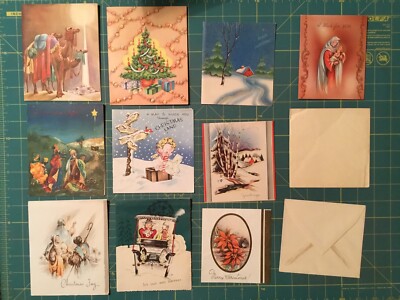 VINTAGE CHRISTMAS CARDS, RARE, NEAT!! 7 USED, 3 UNUSED | eBay