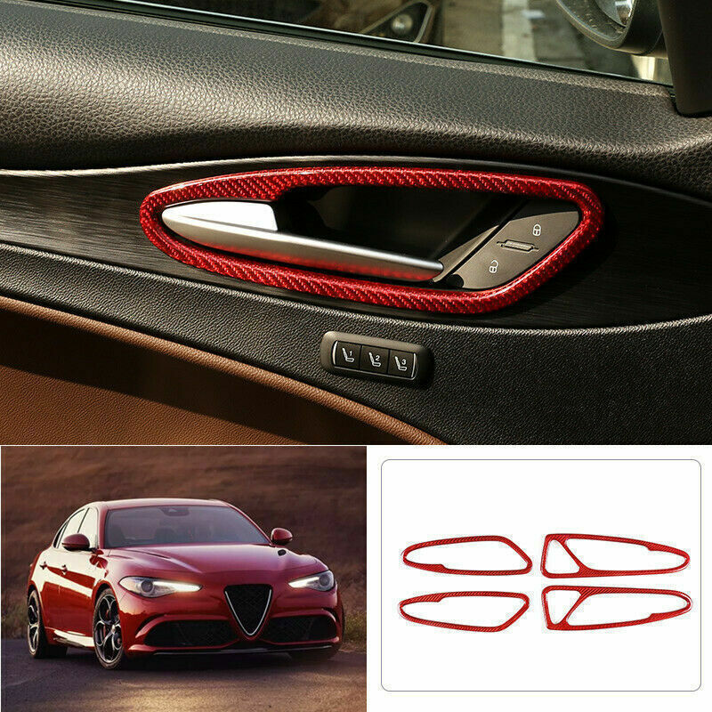 Real Carbon Fiber Door Handle Trim Cover Fit for Alfa Romeo Stelvio 17-20