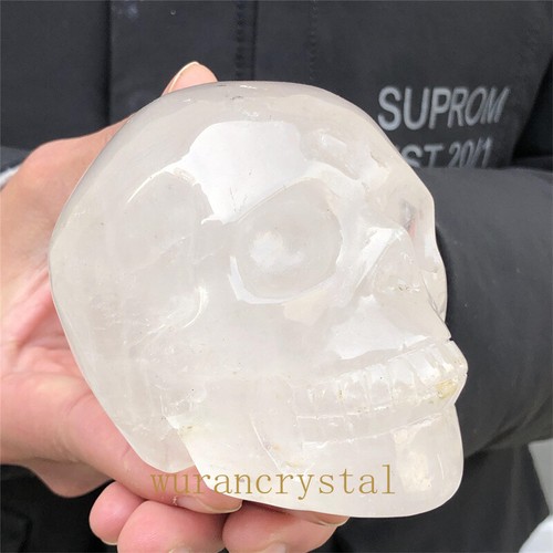 TOP 1.38Lb Cuarzo Natural Tallado Cristal Transparente Tallado Calavera Punta Reiki Curación - Imagen 1 de 13