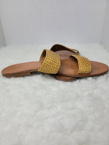 Frye Ruth Damen-Gladiatorschuhe sandfarben Größe 9,5 gelb geflochtenes Leder - Bild 5 von 9
