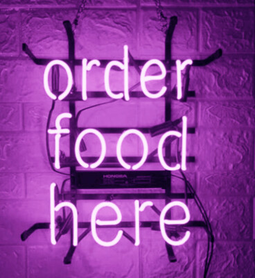 Order Food Here Purple 24'' Neon Sign Lamp Light Hanging Nightlight Business EY