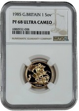 1985 Great Britain Gold Proof Sovereign 0.2354 oz Coin NGC PF 68 UC 3149.41 per troy oz