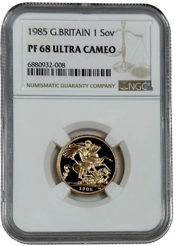 1985 Great Britain Gold Proof Sovereign 0.2354 oz Coin NGC PF 68 UC