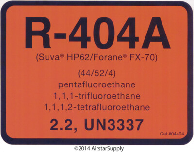 Diversitech R-134A Refrigerant Labels - 10 Pack Color Coded Sky Blue ID Stickers