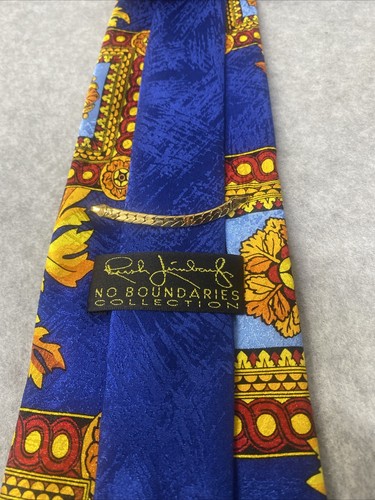 Rush Limbaugh Vtg No Boundaries Collection 100% SILK Necktie Made in USA Gold - Picture 3 of 4