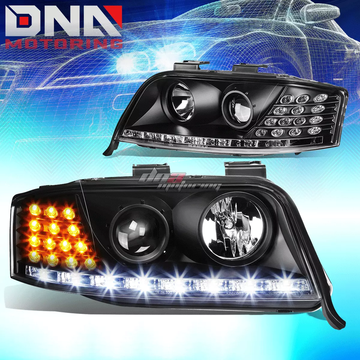 FOR 02 04 AUDI A6 C5 Typ 4B LED DRL TURN SIGNAL PROJECTOR