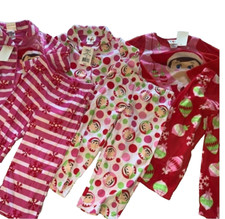 girls lot of 3 NEW Elf on Shelf pajamas 2 pc each pink sz 4 long sleeve top pant