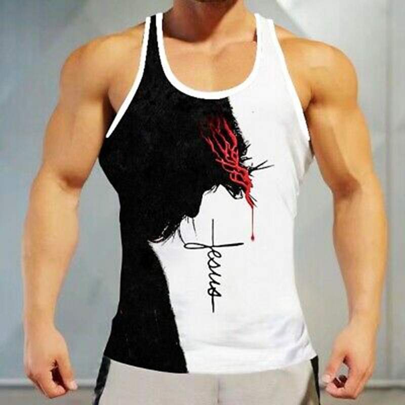Camiseta Chaleco Sin Mangas Hombre Estampado Deportivo Entrenamiento Muscular