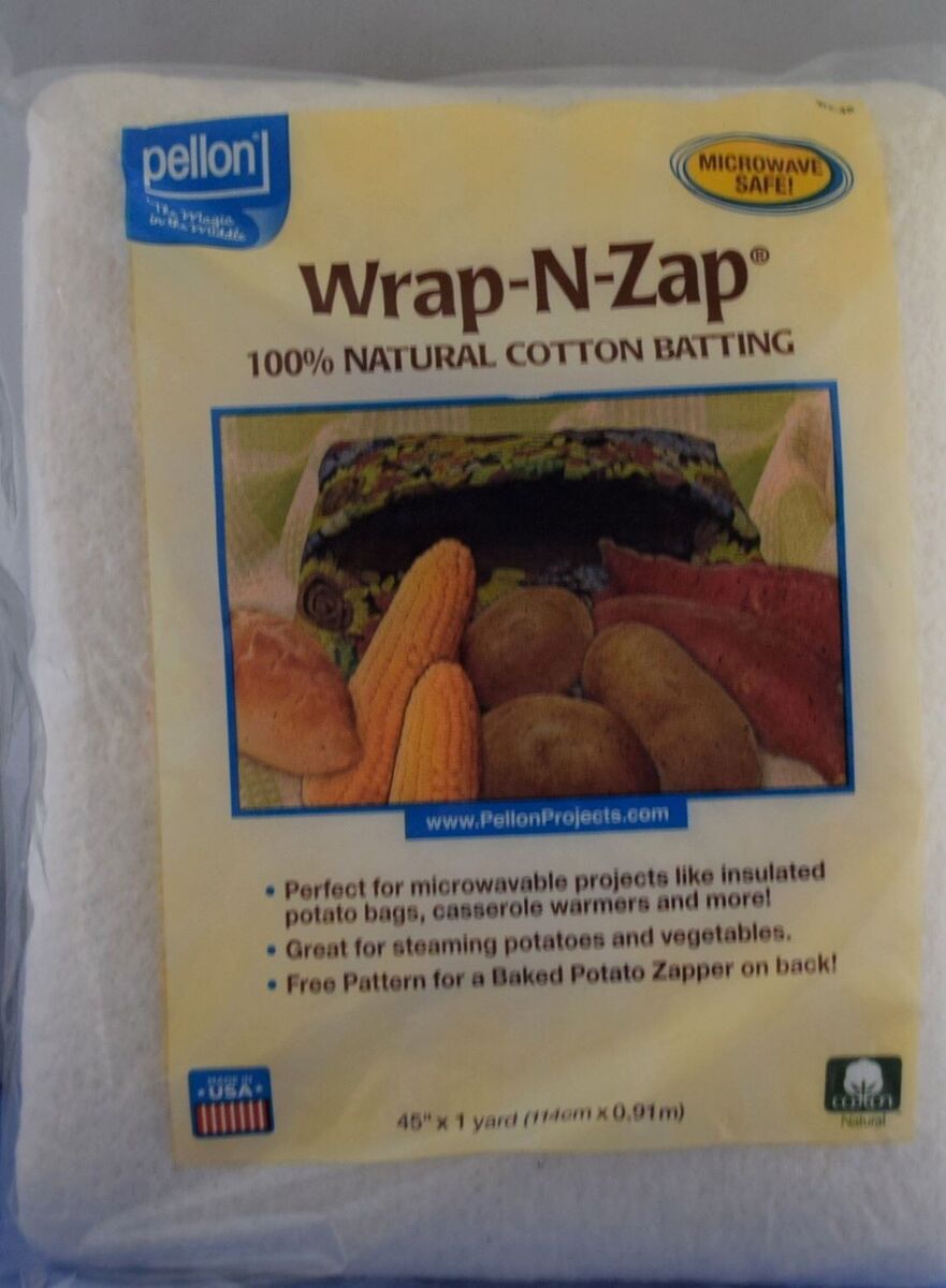 Wrap-N-Zap 100% natural cotton batting Microwavable 45 x 36