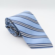 Brooks Brothers Tie Silk Blue White Striped 3.75" Wide 60" Long
