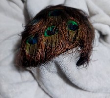 RARE VINTAGE PHEASANT GREEN PEACOCK FEATHER HAT 1950'S COLLECTIBLE WOMEN FORMAL