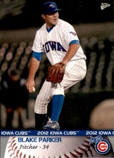 2012 Iowa Cubs Multi-Ad #22 Blake Parker Fayetteville Arkansas AR Baseball Card