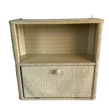 VTG Wicker Wall Shelf Off White Free Standing Wall Hanging 18.25" x 18 REDMON