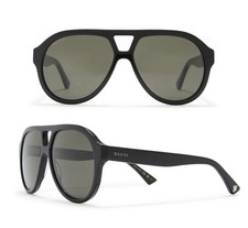 Gucci GG0159SN 001 Women's Men's 56mm Aviator Sunglasses Black Grey - Japan