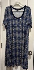 Karen Kane Blue tribal aztec short sleeve shirt dress Sz 3X NWT