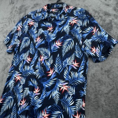 EXPRESS Short Sleeve Button Up XS Palm Floral Printed Shirt Slim