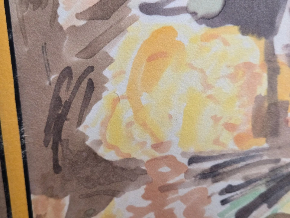 Vintage Abstract Expressionism Watercolor Signed Sara Rosendale 1960 New England - Image 4 of 4