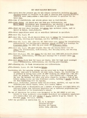 Marathon Oil Co Lubricants Key Sheet 1940s-50s Typed Cross-Ref Guide Faded