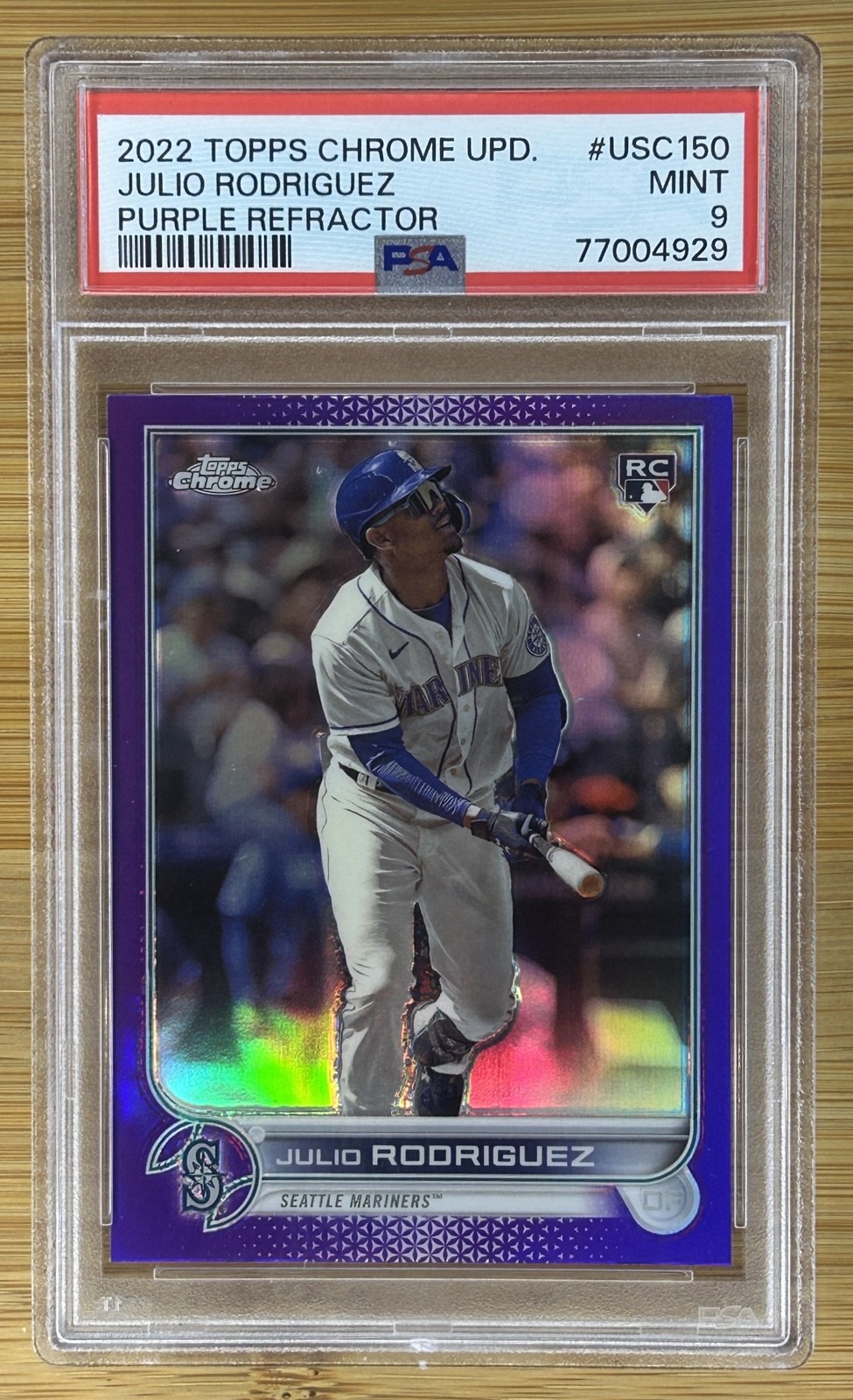 PSA 9 🔥 2022 Topps Chrome Update Series - Julio Rodriguez Purple Refractor (RC) view 1