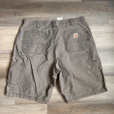 Vintage Y2K Carhartt Men's Cargo/Carpenter Shorts Khaki 36" Waist Distressed