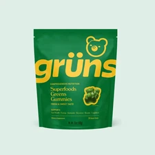 Gruns Adults Super Greens Gummies, Low Sugar Superfood Gummy Bears 28 Packs
