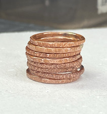Copper Ring Stackable Hammered Rings band Size 6.5 Wedding Ring Unisex thin 2mm