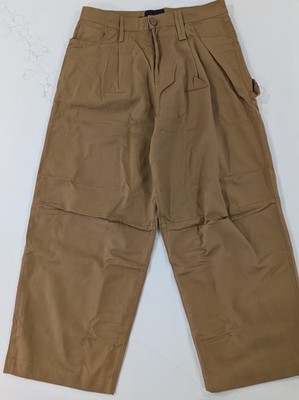 NWT Simone Rocha Mens Khaki Pearl Embellished Wide Leg Puddle Drill Jeans XL 35
