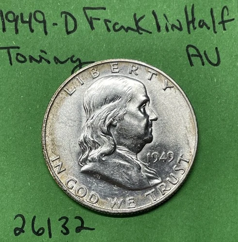 1949 D Franklin Half Dollar 50c AU About Uncirculated US Coin