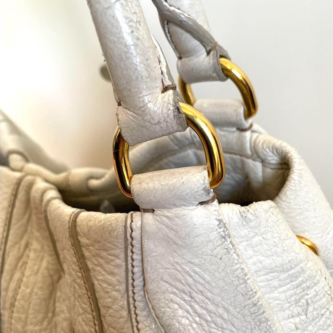 Excellent Condition PRADA Handbag Leather White Shoulder Bag Rare thumbnail 8