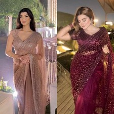 Saree Party Indian Wear Sari Designer Bollywood Blouse Wedding Ethnic Pakistani