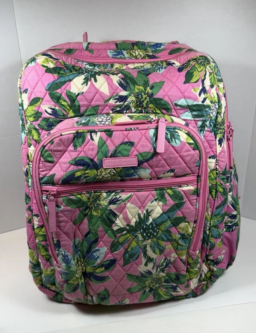 Large Vera Bradley Campus Backpack Quilted Tropical Paradise