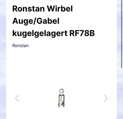 Ronstan RF78B Wirbel Edelstahl Auge/Gabel kugelgelagert Silber